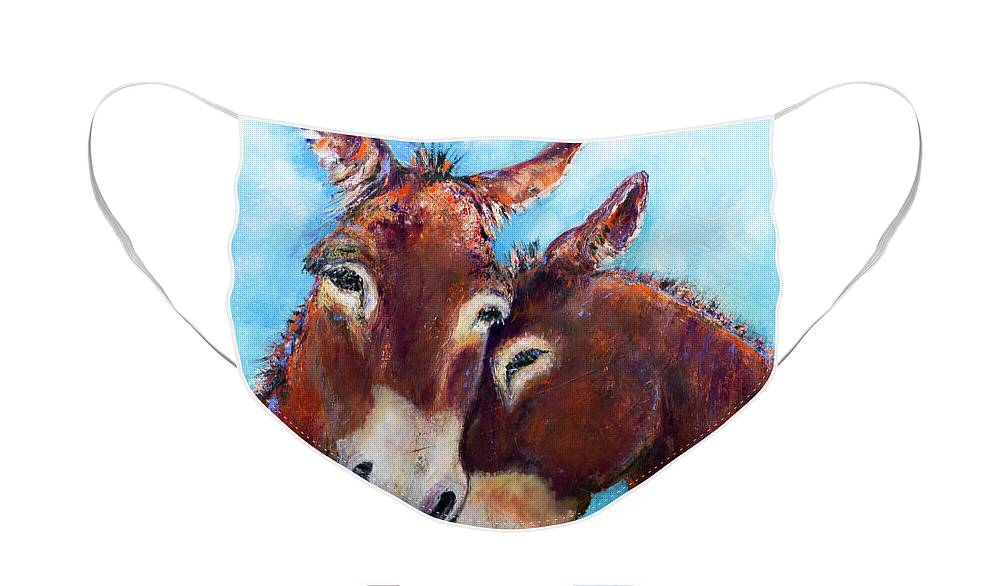 Donkey Face Mask featuring the painting Whisky and Rye by Brenda Peo