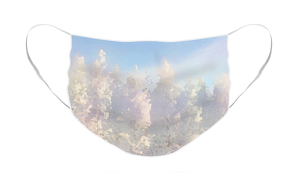 Nature Face Mask featuring the digital art White Forest Morning by Shelli Fitzpatrick