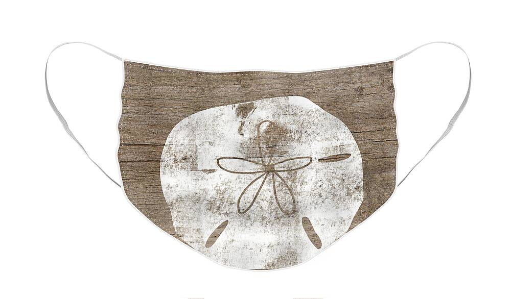 Wood Face Mask featuring the mixed media White Sand Dollar- Art by Linda Woods by Linda Woods