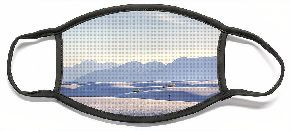 Desert Face Mask featuring the photograph White Sands Blue Sky by Peter Tellone