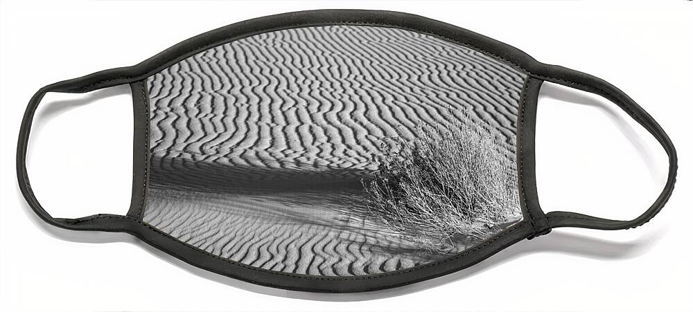 Black & White Face Mask featuring the photograph White Sands Ripples by Peter Tellone