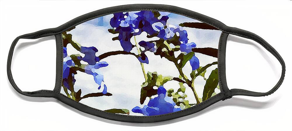  Face Mask featuring the digital art Wild Blue Sage by Shelli Fitzpatrick