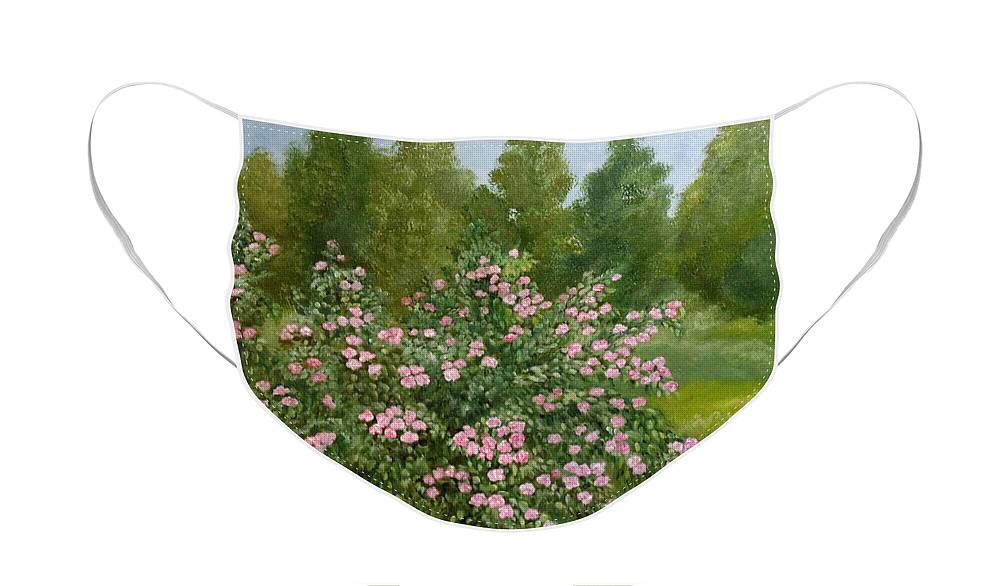 Rose Face Mask featuring the painting Wild Roses by Angeles M Pomata