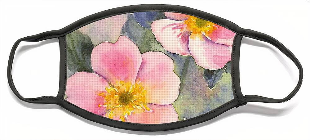 Flowers Face Mask featuring the painting Wild Roses - Glacier by Marsha Karle