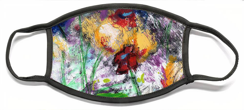 Abstract Face Mask featuring the painting Wildest Flowers- Art by Linda Woods by Linda Woods