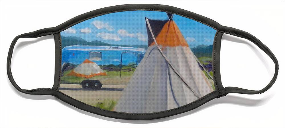 Airstream Face Mask featuring the painting Wildflowers in Angel Fire by Elizabeth Jose