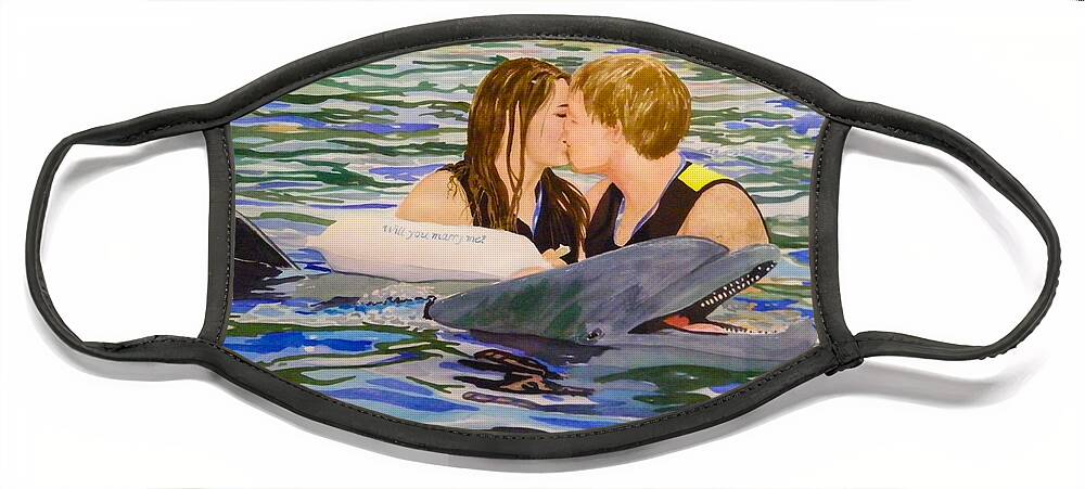 Ocean Face Mask featuring the painting Will You Marry Me by Terry Honstead