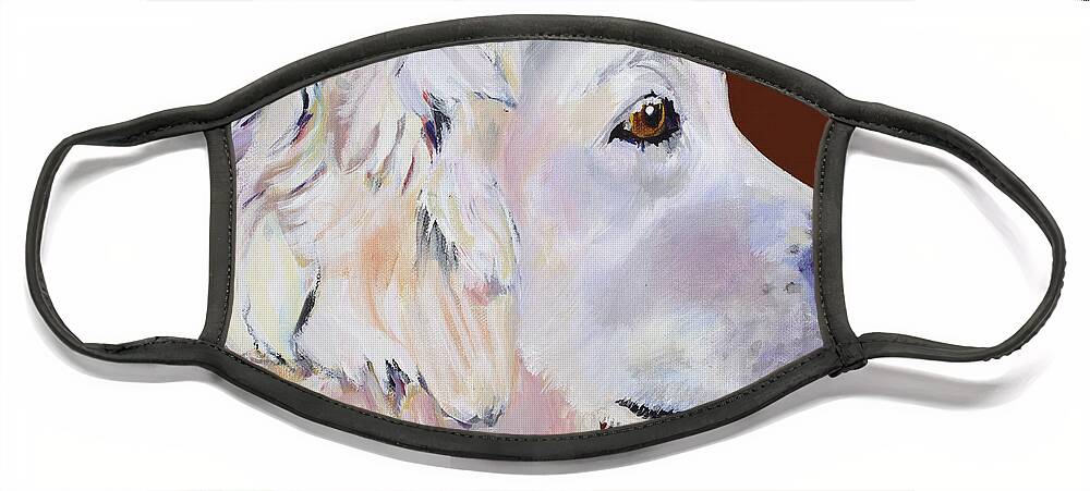 Creamy Golden Retriever Face Mask featuring the painting Willard by Pat Saunders-White
