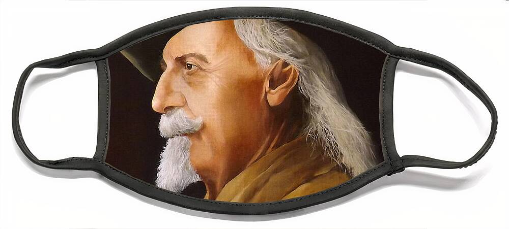 Buffalo Bill Face Mask featuring the painting William Frederick Cody by Barry BLAKE
