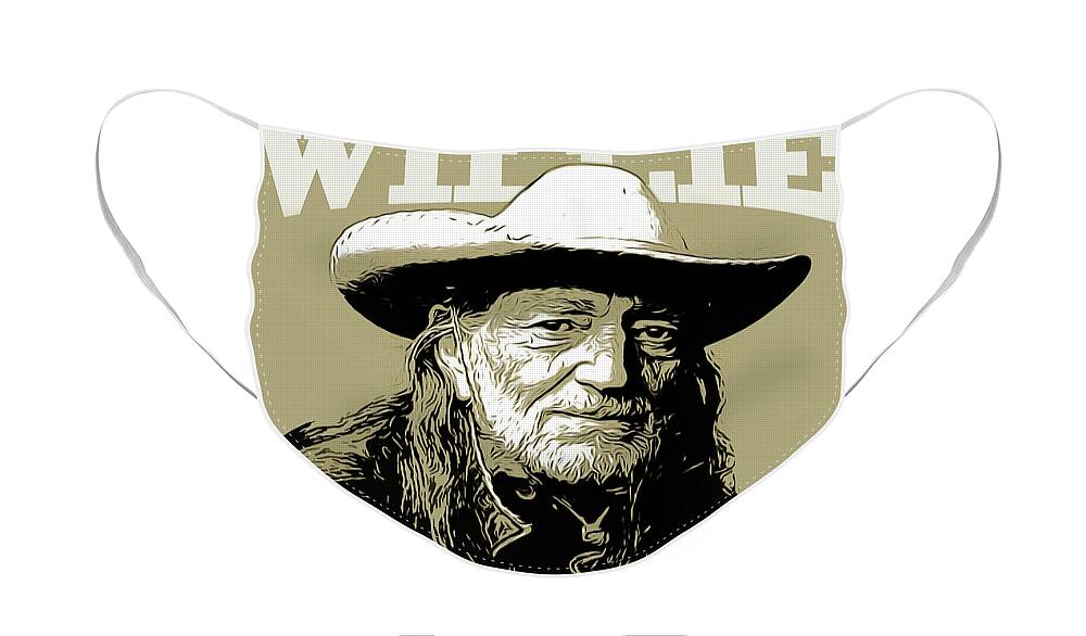 Willie Nelson Face Mask featuring the mixed media Willie by Greg Joens