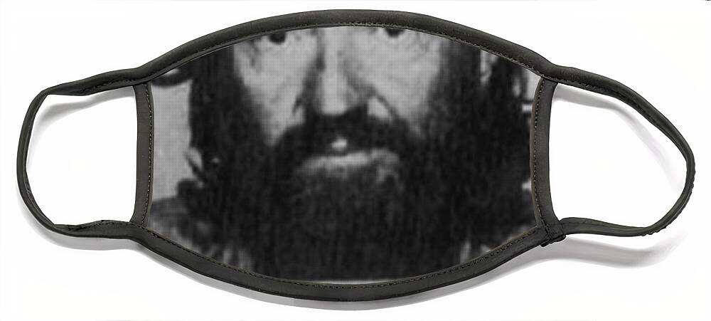 Willie Nelson Face Mask featuring the painting Willie Nelson Mug Shot Vertical Black and White by Tony Rubino