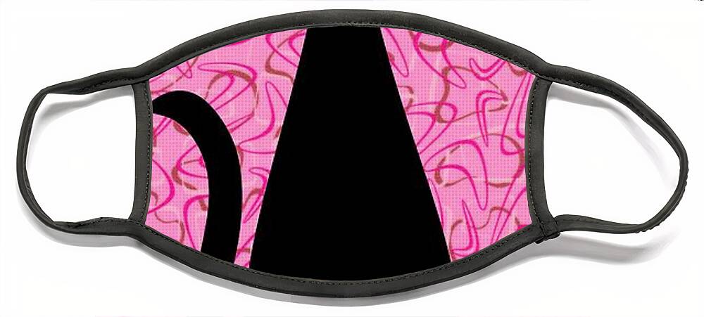 Mid Century Modern Face Mask featuring the digital art Boomerang Cat in Pink by Donna Mibus