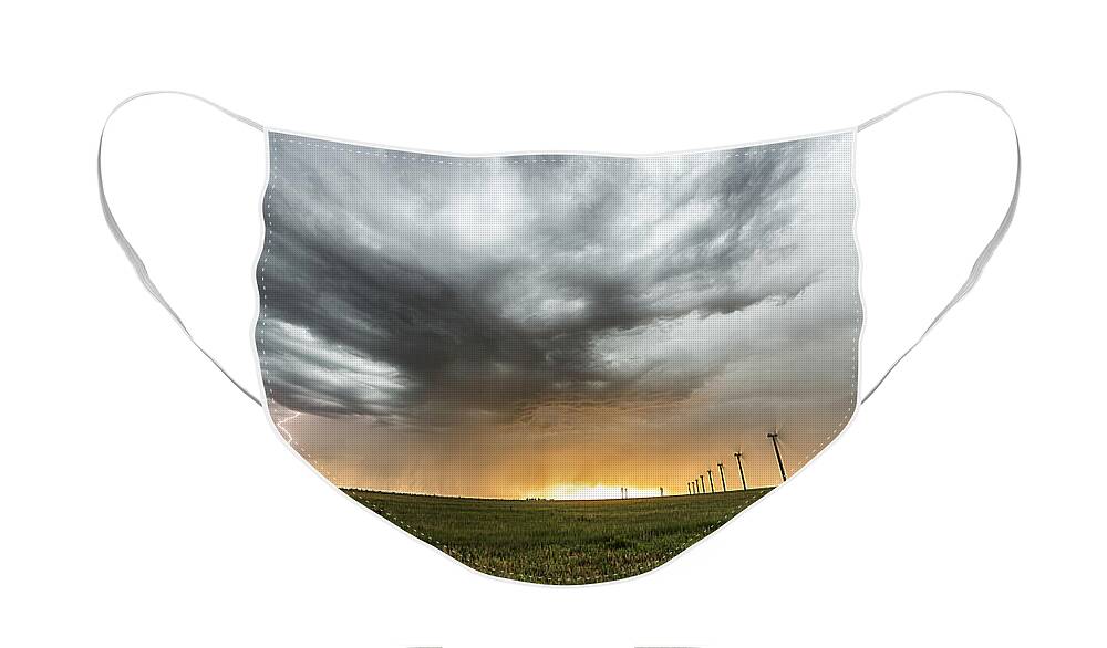 Sunset Face Mask featuring the photograph Wind Farm Sunset by Marcus Hustedde