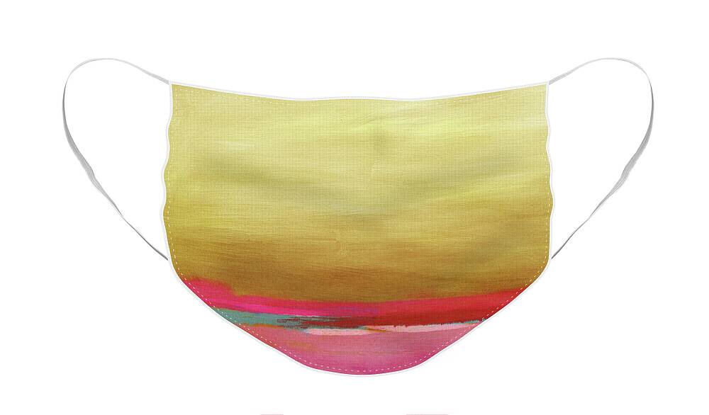 Abstract Face Mask featuring the mixed media Windswept Sunrise- Art by Linda Woods by Linda Woods