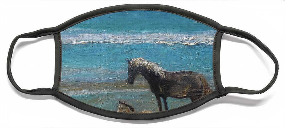 Horses Face Mask featuring the painting Windswept by Susan Esbensen