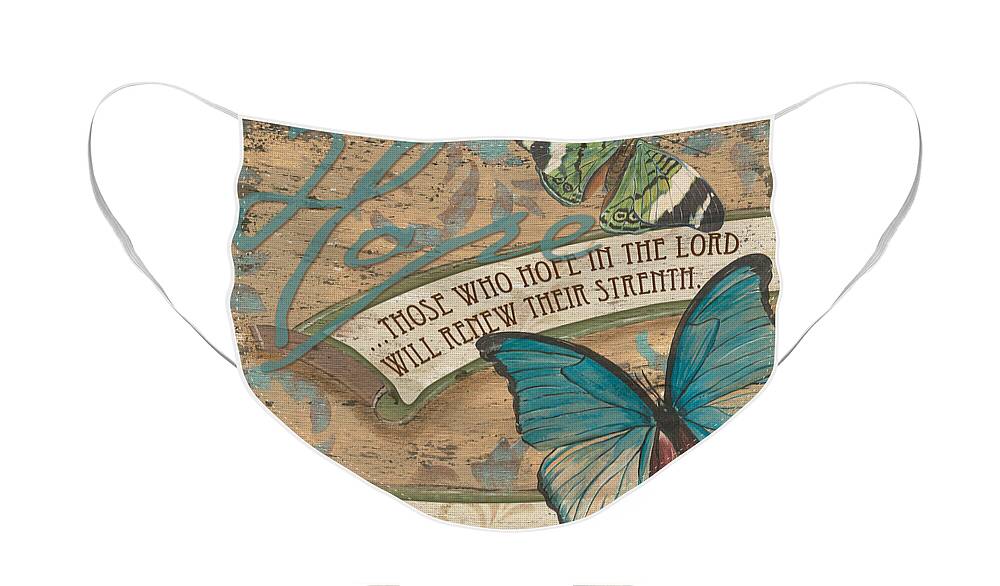 Butterfly Face Mask featuring the painting Wings of Hope by Debbie DeWitt