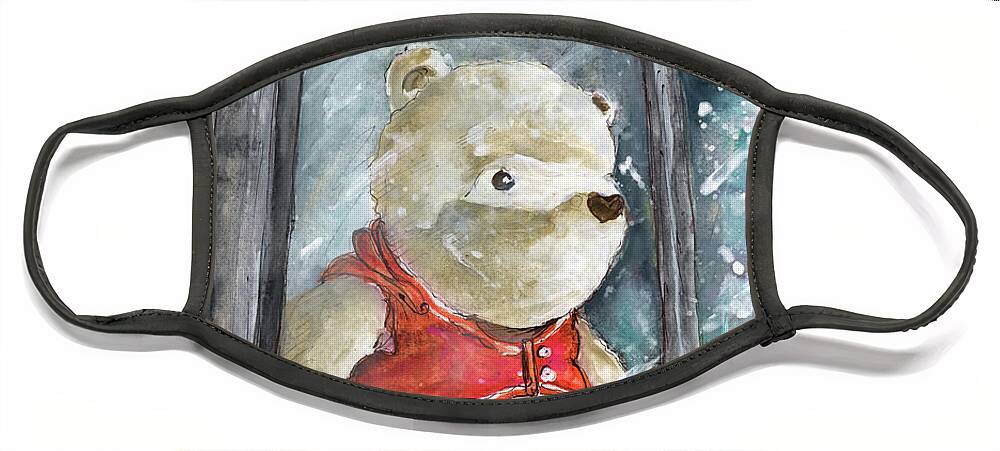 Travel Face Mask featuring the painting Winnie The Pooh In Fowey by Miki De Goodaboom
