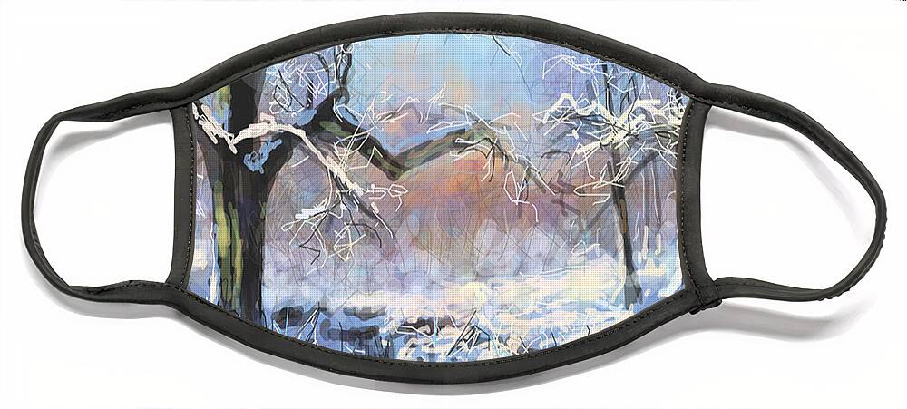 Winter Face Mask featuring the painting Winter by Angie Braun