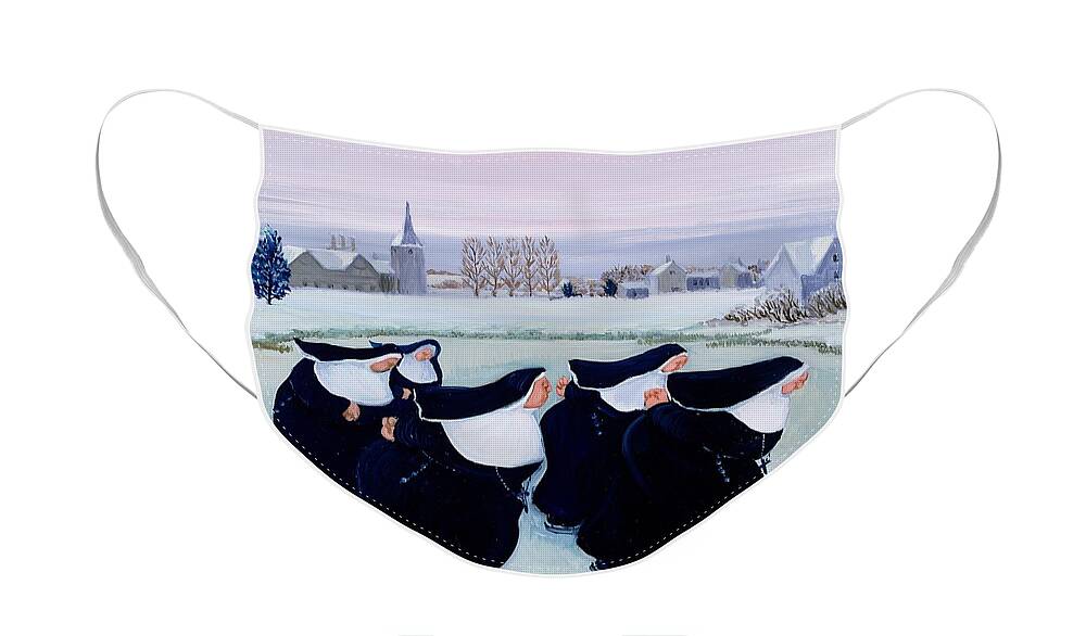 Habit Face Mask featuring the painting Winter at the Convent by Margaret Loxton