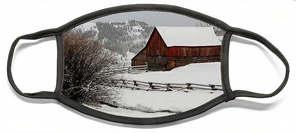 Barn Face Mask featuring the photograph Winter Barn by Ronnie And Frances Howard
