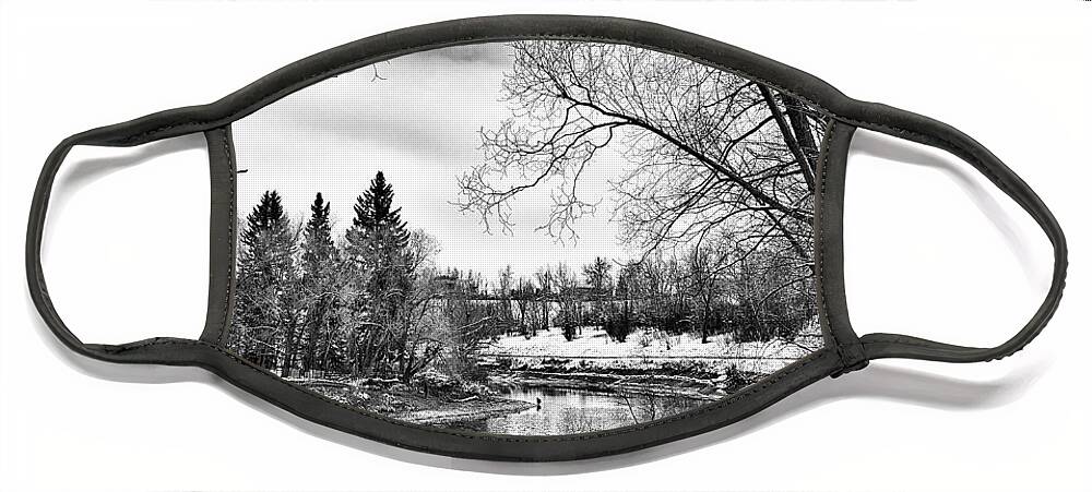 Black And White Face Mask featuring the photograph Winter Fade by Nadia Seme