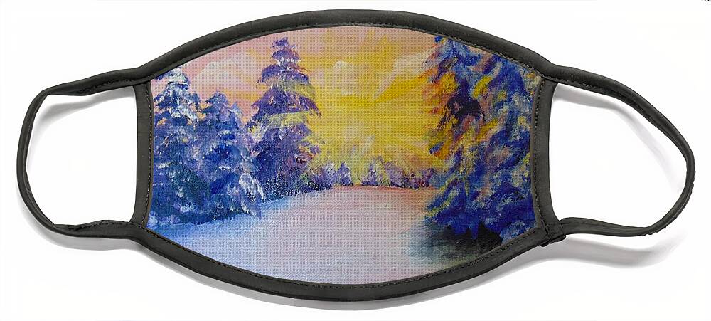 Winter Face Mask featuring the painting Winter by Saundra Johnson