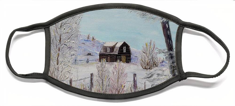 Winter Face Mask featuring the painting Winter solace by Marilyn McNish