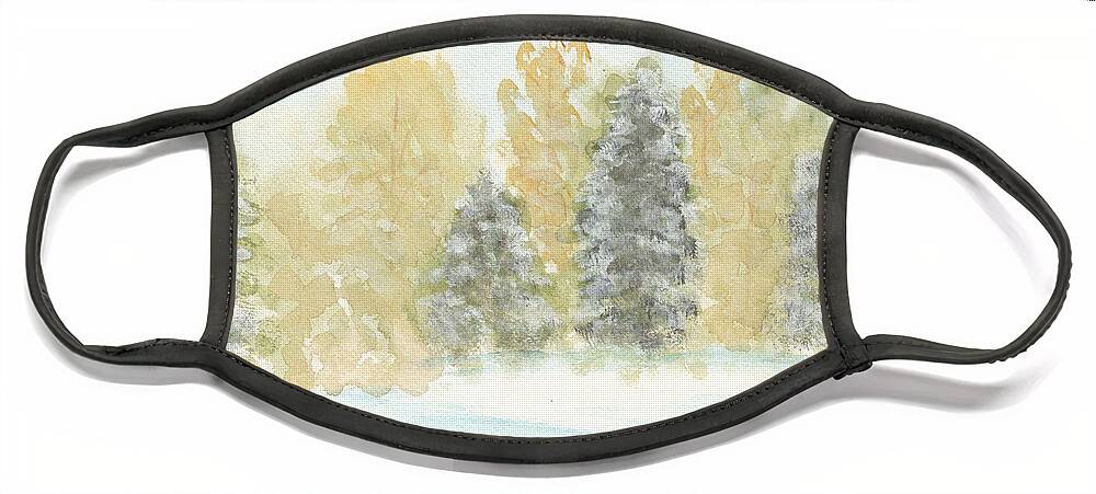Winter Face Mask featuring the painting Winter Trees by Ken Powers