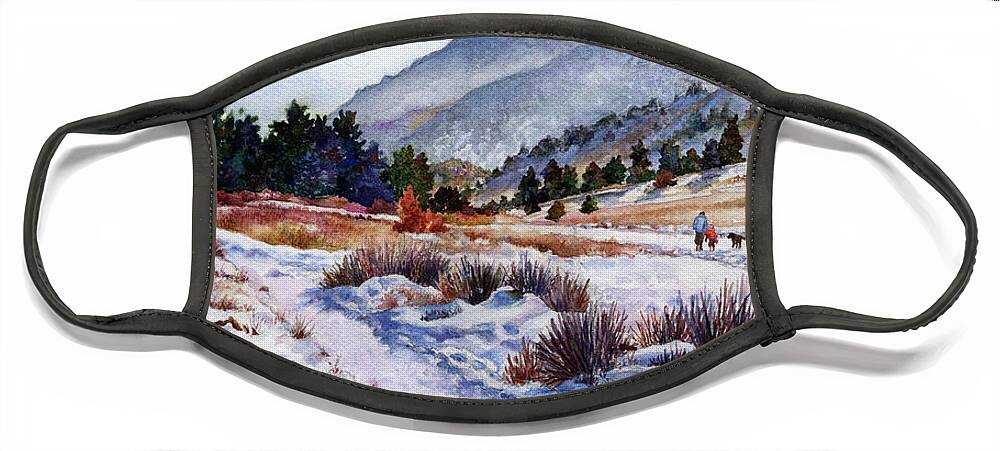 Snow Scene Painting Face Mask featuring the painting Winter Wonderland by Anne Gifford