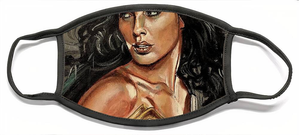 Wonder Woman Face Mask featuring the painting Wonder Woman by Joel Tesch