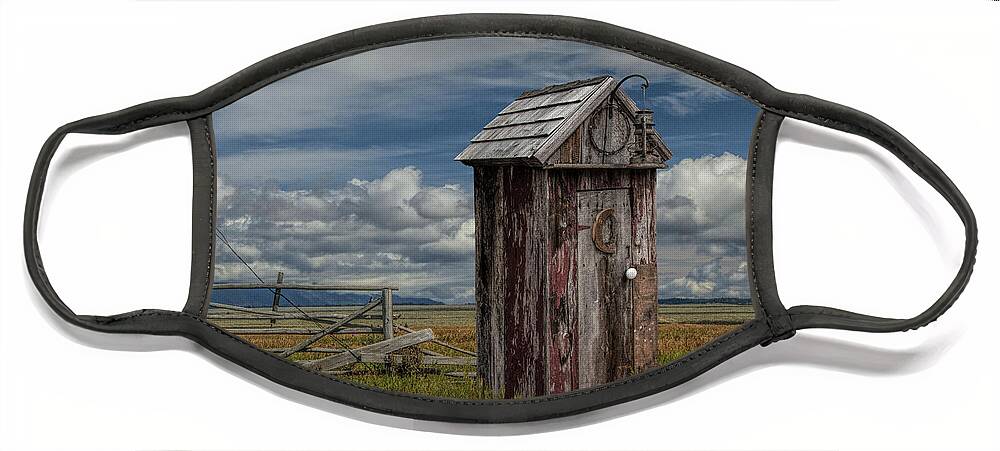 Wood Face Mask featuring the photograph Wood Outhouse out West by Randall Nyhof