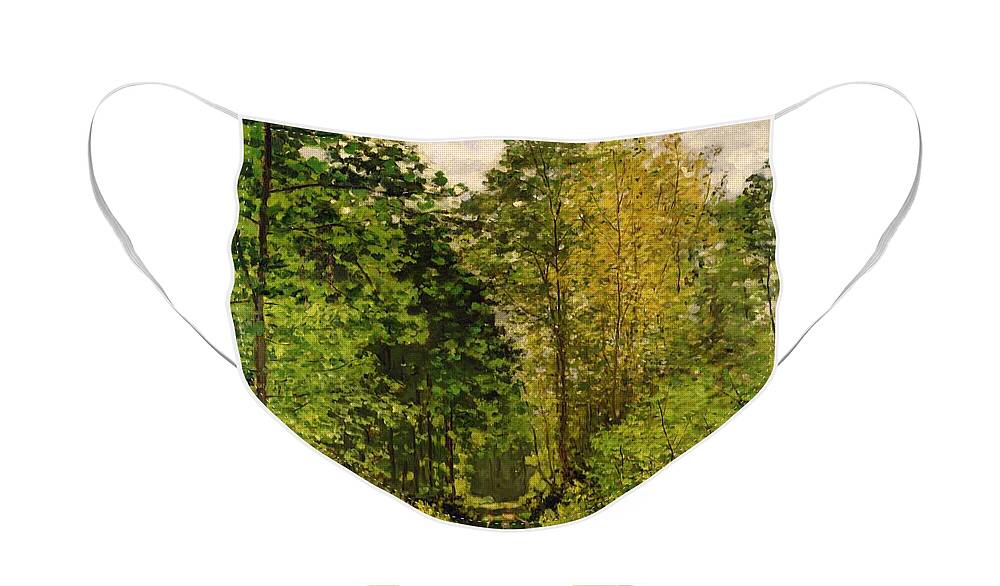 Wooded Path Face Mask featuring the painting Wooded Path by Claude Monet