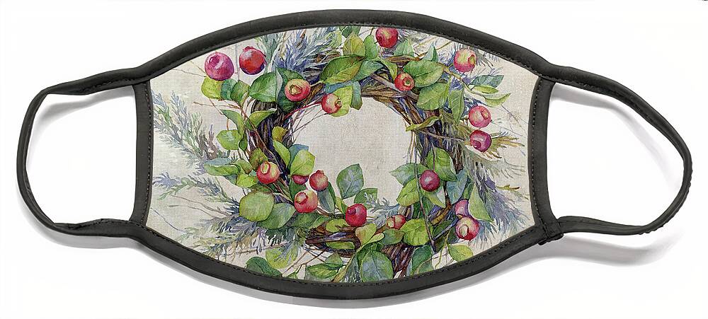 Berries Face Mask featuring the digital art Woodland Berry Wreath by Colleen Taylor