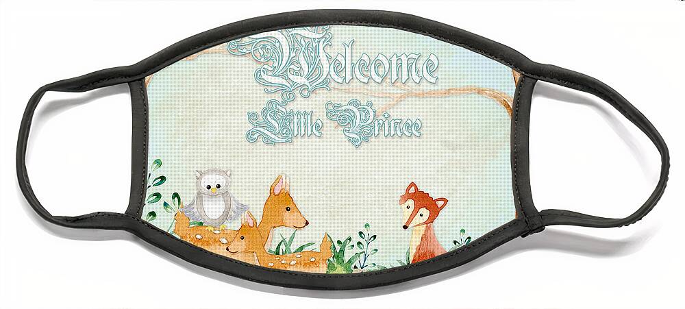 Woodchuck Face Mask featuring the painting Woodland Fairy Tale - Welcome Little Prince by Audrey Jeanne Roberts
