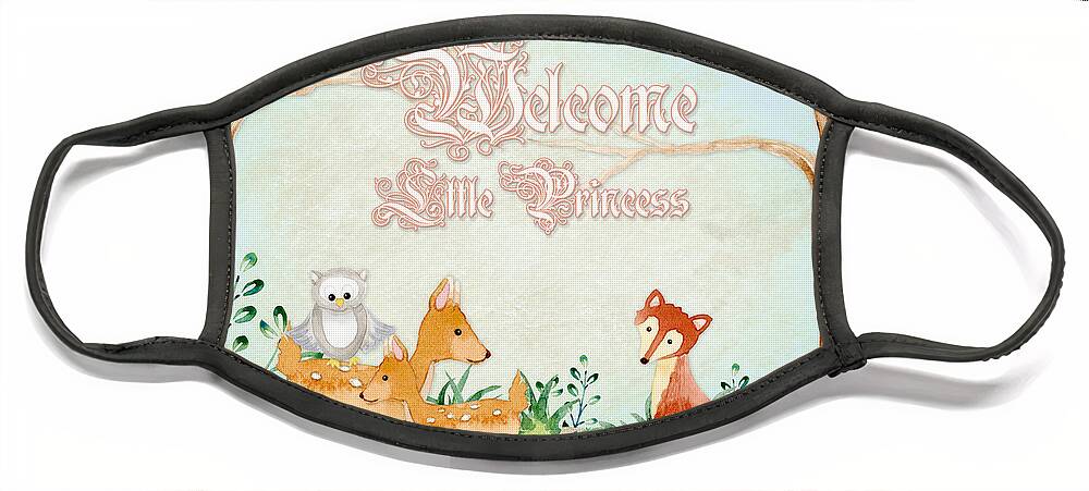 Woodchuck Face Mask featuring the painting Woodland Fairy Tale - Welcome Little Princess by Audrey Jeanne Roberts