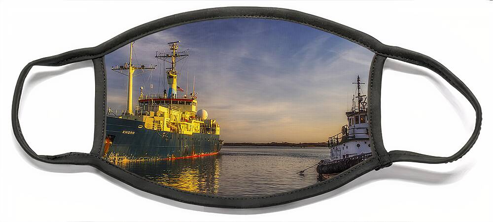 Landscape Face Mask featuring the photograph Woods Hole ship yard by Mark Papke
