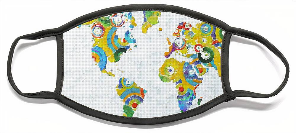 Abstract Face Mask featuring the painting Abstract World Colorful Map by Stefano Senise
