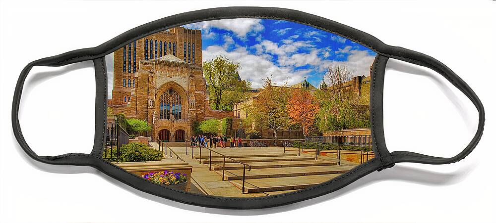 Yale University Face Mask featuring the photograph Yale University Sterling Library II by Susan Candelario