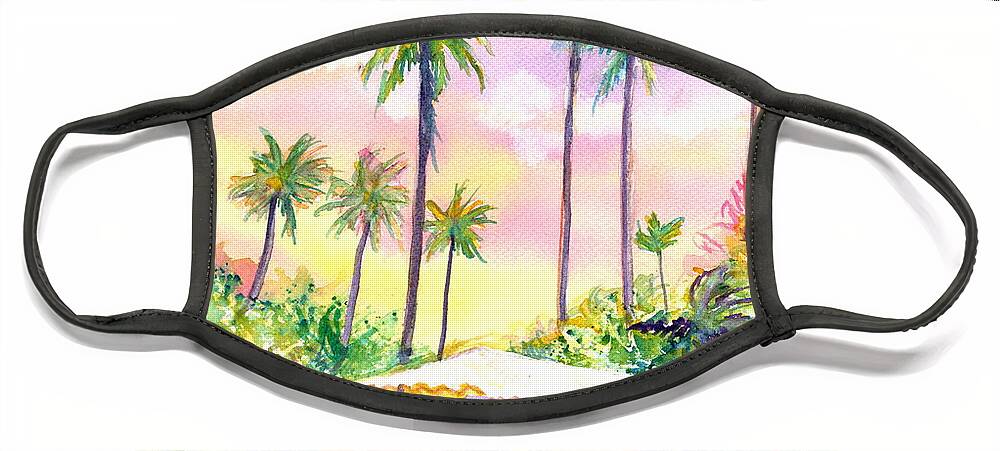 Plantation Cottage Face Mask featuring the painting Yellow Kauai Cottage by Marionette Taboniar
