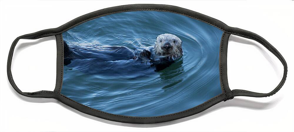 Otter Face Mask featuring the photograph You Otter take my picture, Lady by Lora Lee Chapman