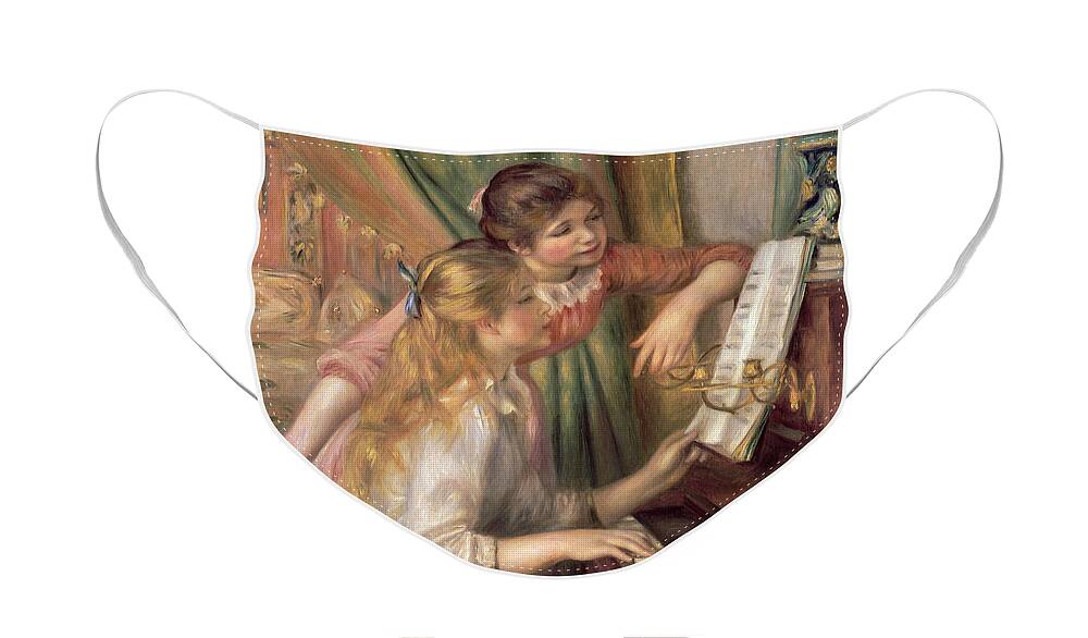 Young Face Mask featuring the painting Young Girls at the Piano by Pierre Auguste Renoir