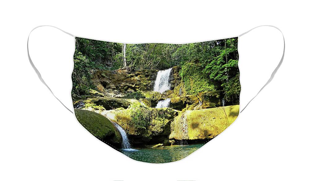 Jamaica Face Mask featuring the photograph YS Falls Jamaica I by Debbie Oppermann