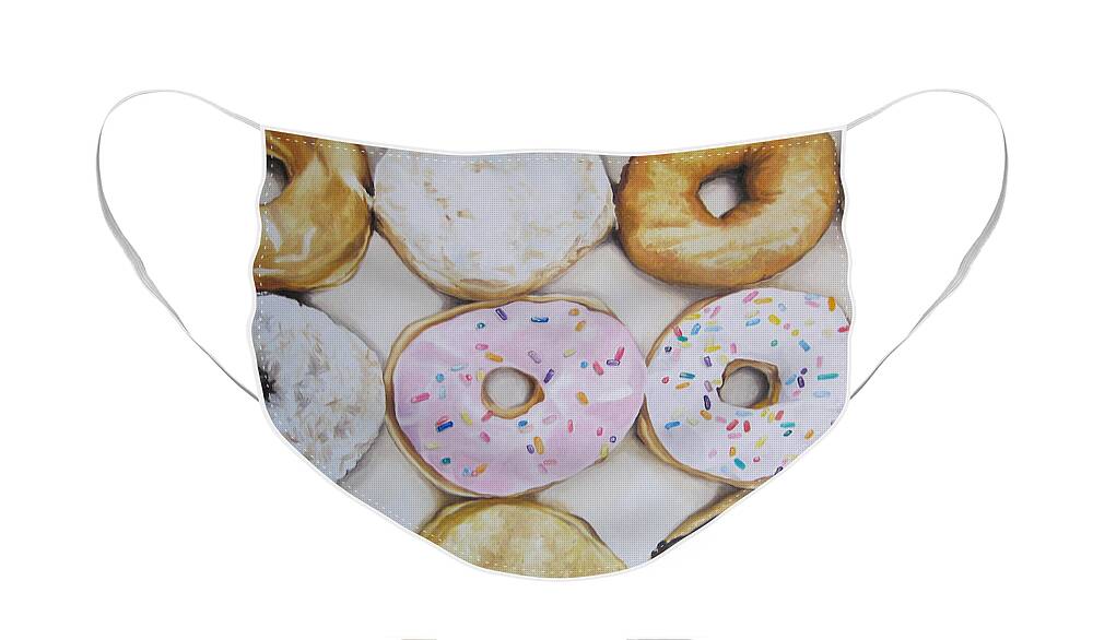 Noewi Face Mask featuring the painting Yummy Donuts by Jindra Noewi