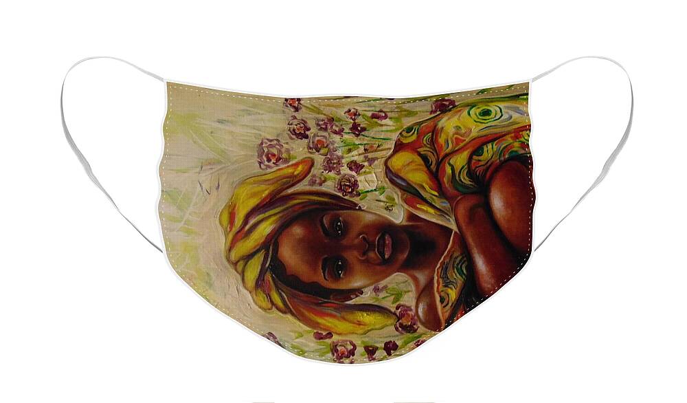 African American Art Face Mask featuring the painting Zakkiyya by Emery Franklin