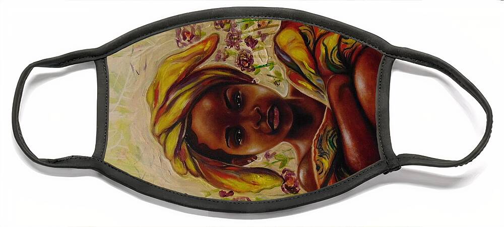 African American Art Face Mask featuring the painting Zakkiyya by Emery Franklin