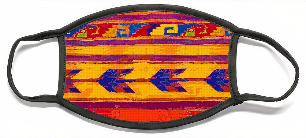Zapotec Face Mask featuring the digital art Zapotec Colors by Vagabond Folk Art - Virginia Vivier