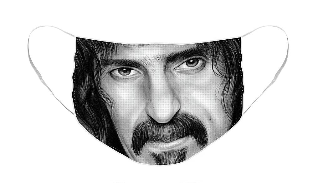 Frank Zappa Face Mask featuring the drawing Zappa by Greg Joens