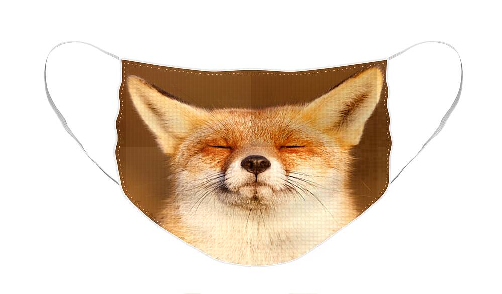 Zen Fox Series Happy Fox Is Happy Ii Face Mask For Sale By Roeselien Raimond