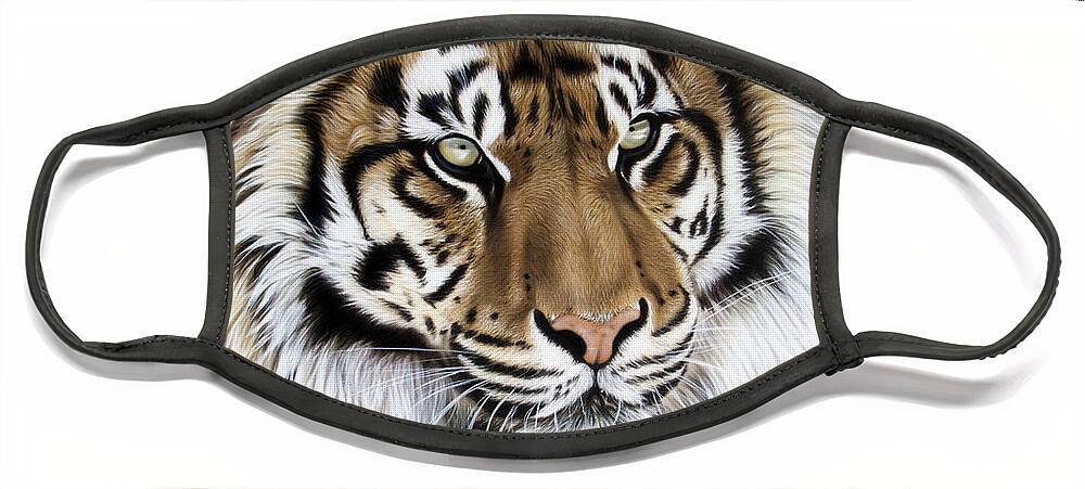Tiger Face Mask featuring the painting ZEN by Sandi Baker