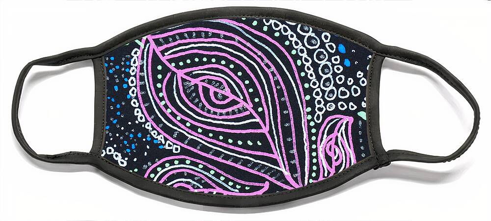 Caregiver Face Mask featuring the drawing Zentangle Flower by Carole Brecht